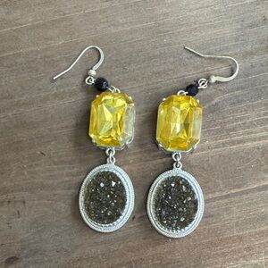 Yellow Gemstone Drop Earrings - Women Jewelry